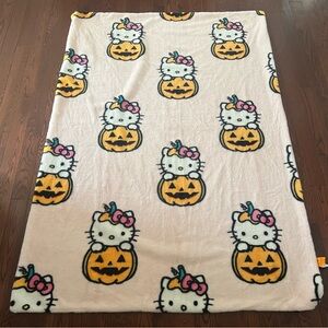Sanrio Hello Kitty Halloween Pink Pumpkin Faux Rabbit Fur Throw Blanket